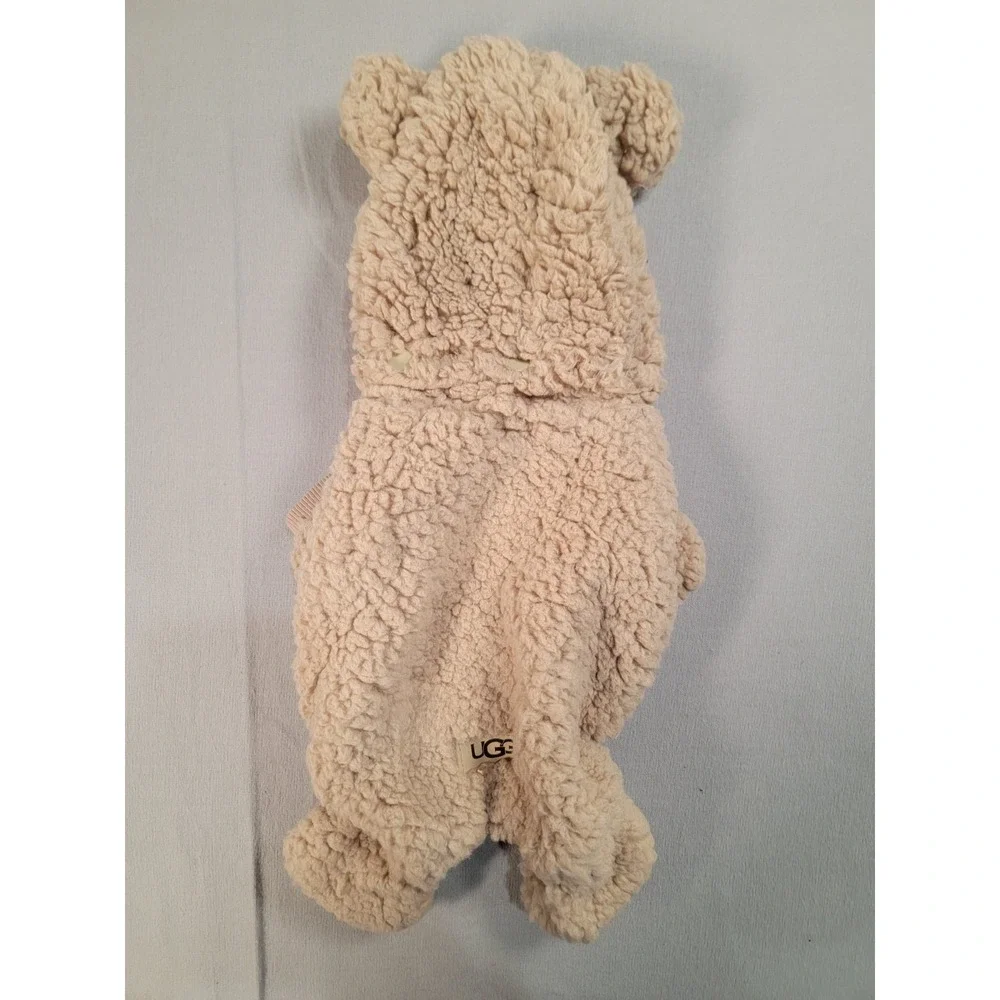 UGG Dog Hoodie Jumpsuit Small Tan Sherpa Bear Ears Fleece Pet Coat Overall